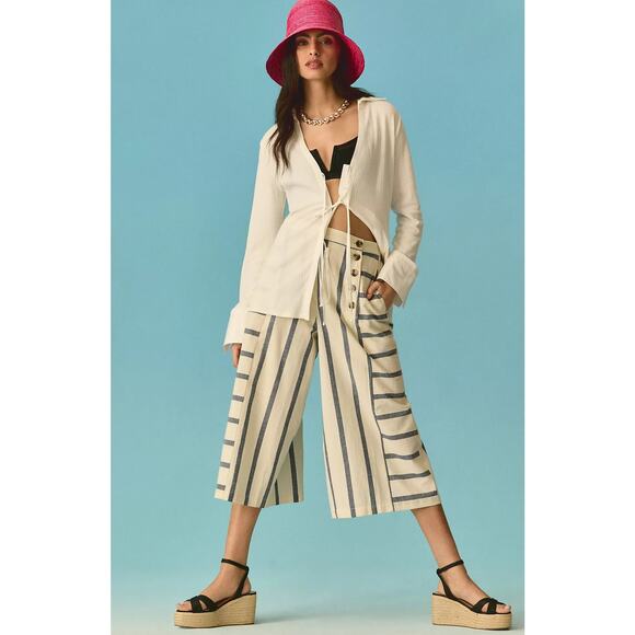 NWT Maeve Striped Sailor Culotte Pants - Size 12 - Picture 1 of 6